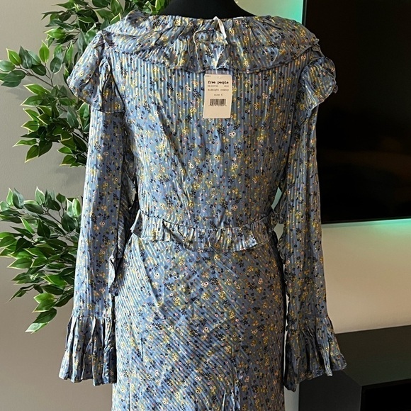 Free People Sweetest Thing Long Sleeve Minidress Midnight Cowboy SZ 6 NWT - Picture 3 of 12